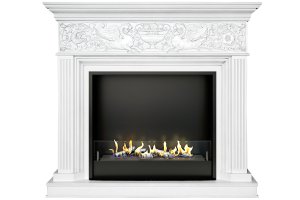 Биокамин в портале Firezo Palace Белый с серебром, стандарт